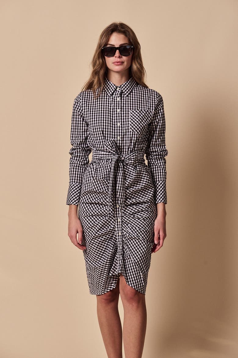 The Wrap Front Dress, Alternate, color, Black Check