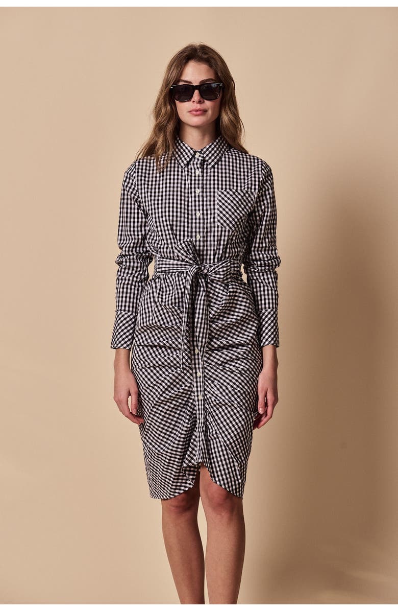 The Shirt by Rochelle Behrens The Wrap Front Dress, Alternate, color, Black Check