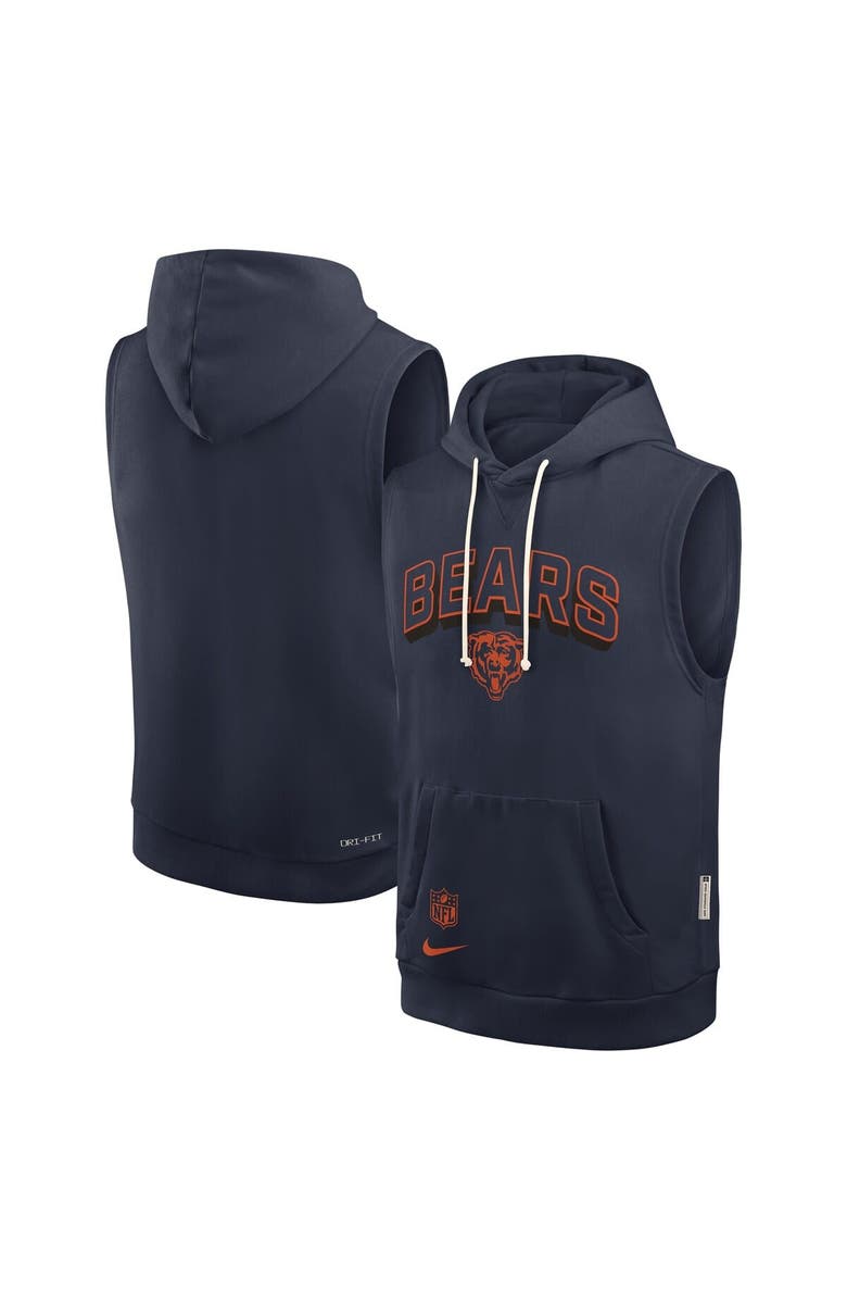 Nike Men's Nike Navy Chicago Bears Sideline Performance Sleeveless Pullover Hoodie, Alternate, color, 