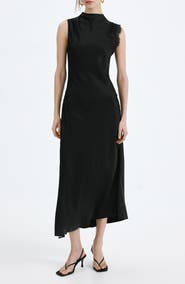 MANGO Lace Sleeveless Satin Maxi Dress