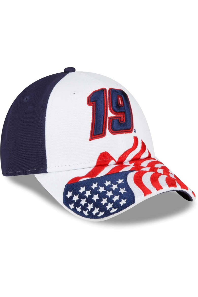 Men's New Era White/Blue Martin Truex Jr 9FORTY Americana Snapback Adjustable Hat, Alternate, color, White