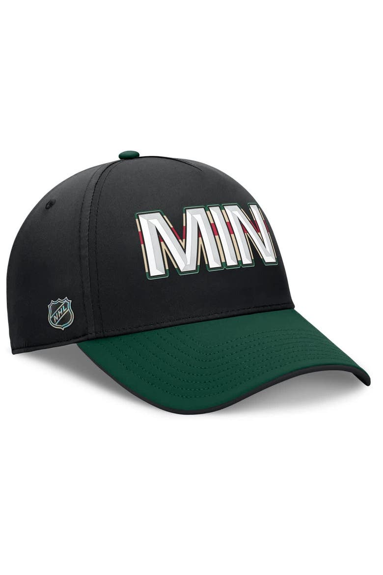 Men's Fanatics Black/Green Minnesota Wild Authentic Pro Rink Team Code Flex Hat, Alternate, color, Black