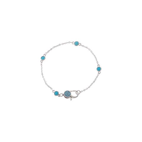 Colored Round Bezel Lobster Clasp Chain Bracelet
