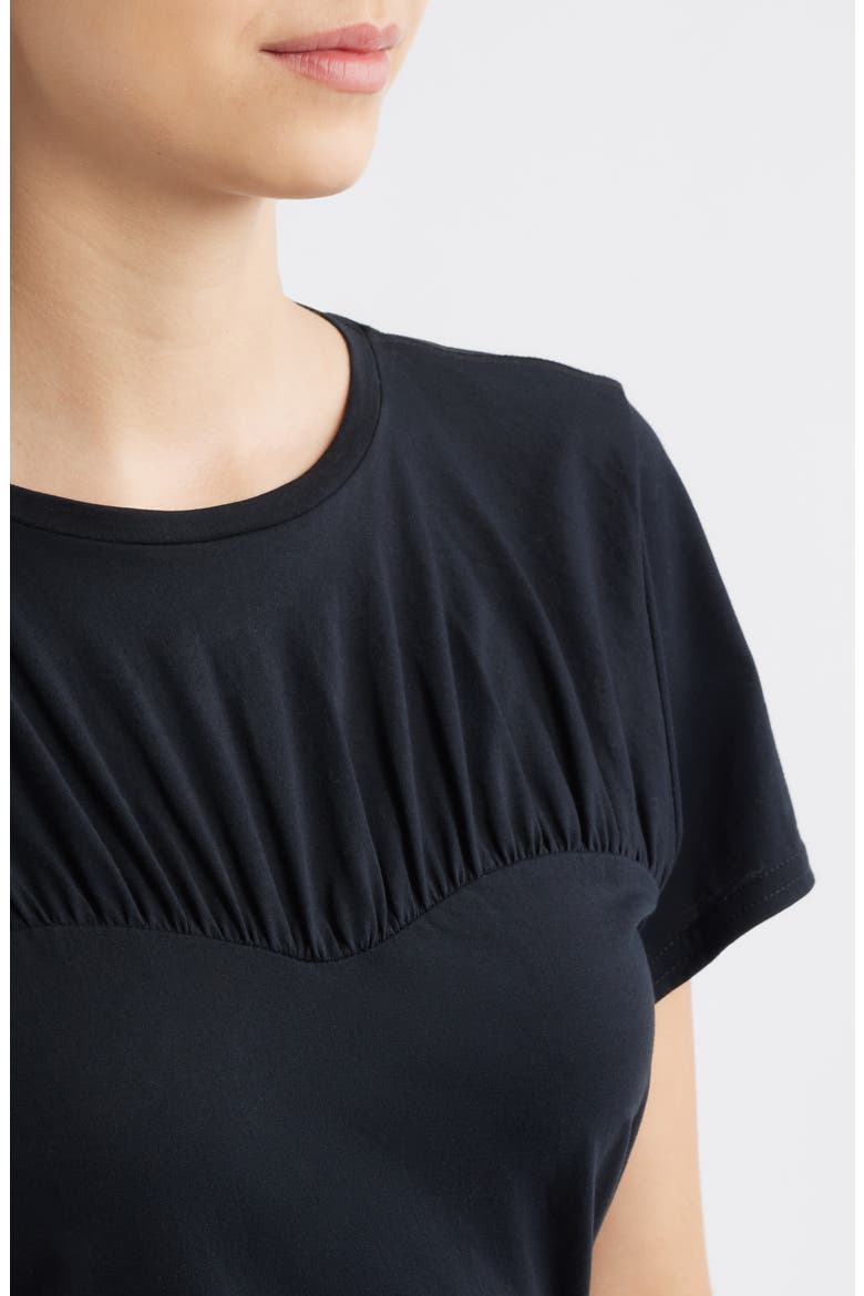Janis Gathered Sweetheart Organic Pima Cotton T-Shirt, Alternate, color, BLACK