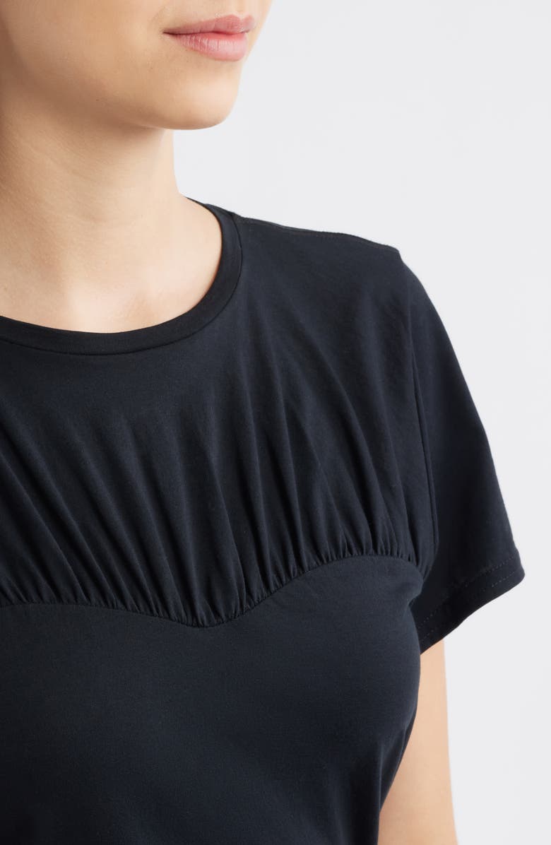 Rails Janis Gathered Sweetheart Organic Pima Cotton T-Shirt, Alternate, color, Black