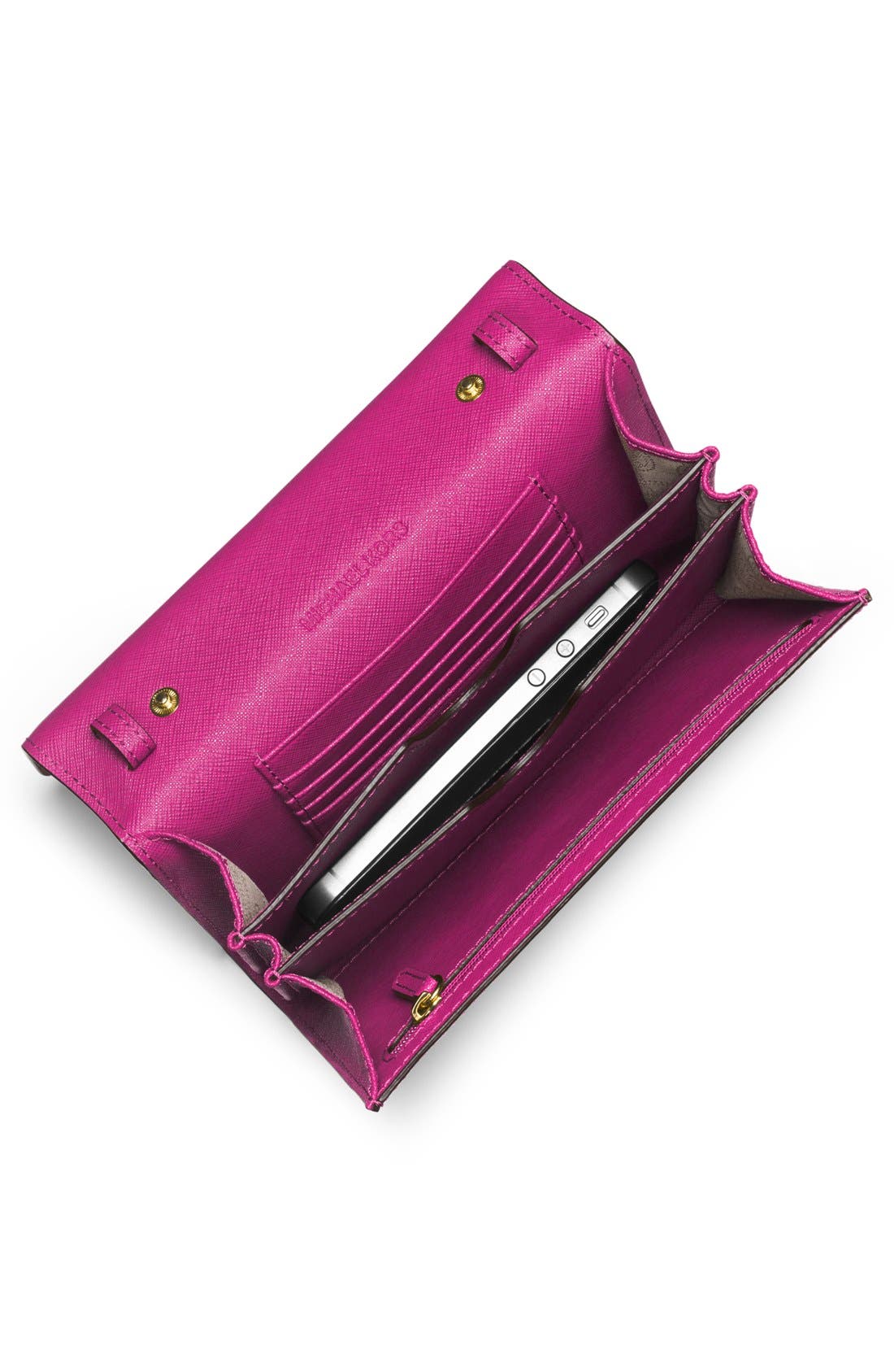 'Jet Set - Large Phone' Saffiano Leather Crossbody Bag, Alternate, color, RASPBERRY