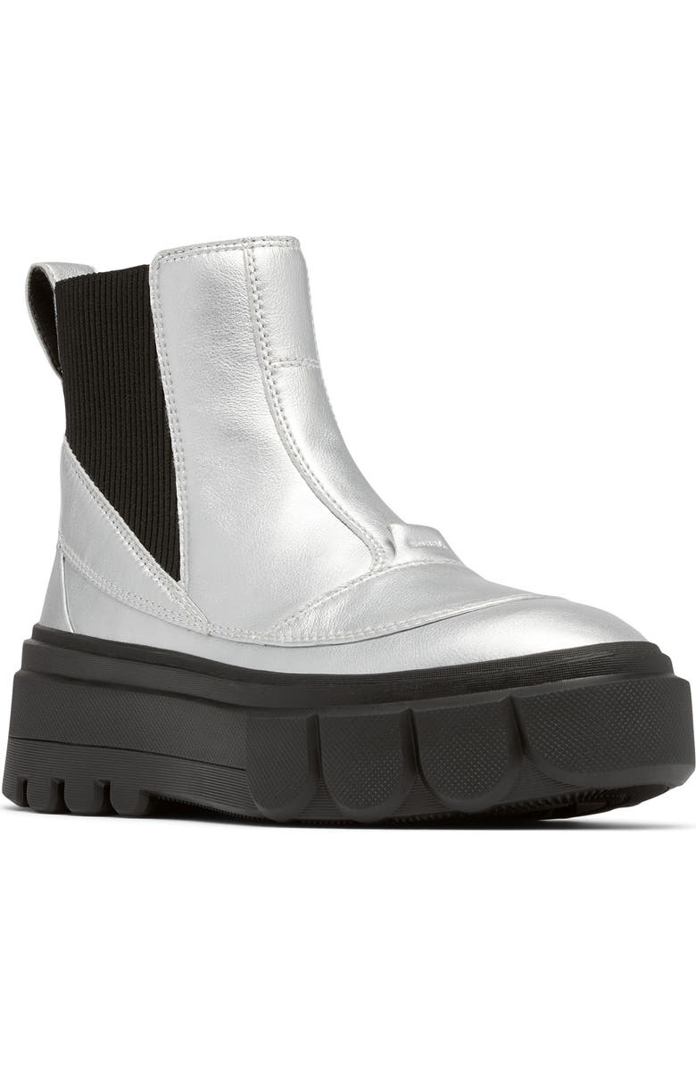 SOREL CARIBOU X Waterproof Platform Chelsea Boot, Main, color, Pure Silver/ Black