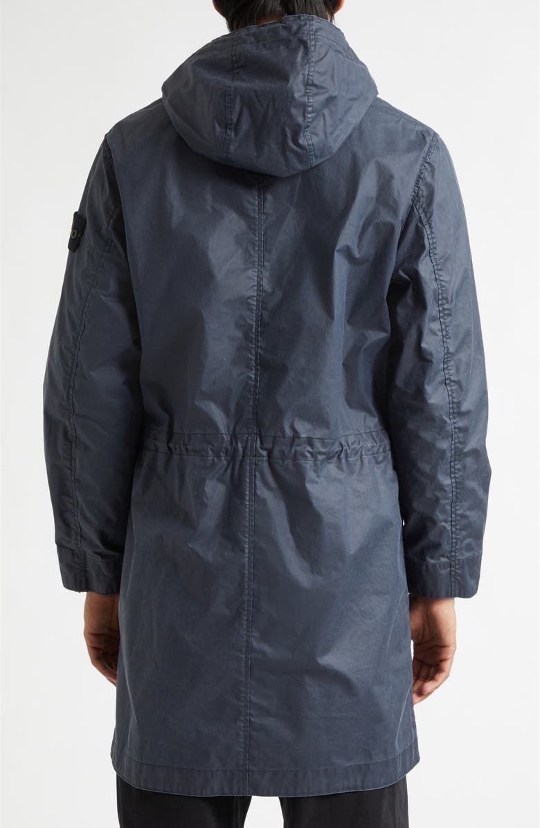 Stone Island Waxed Long Parka, Alternate, color, Navy Blue