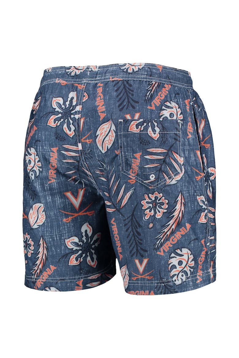 Men's Wes & Willy Navy Virginia Cavaliers Vintage Floral Swim Trunks, Alternate, color, Navy