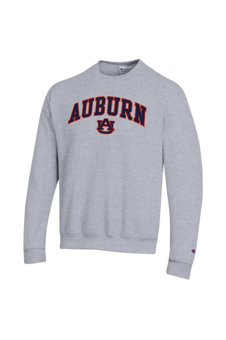 Men's Champion  Heather Gray Auburn Tigers Arch Over Logo Pullover Sweatshirt, Alternate, color, Heather Gray