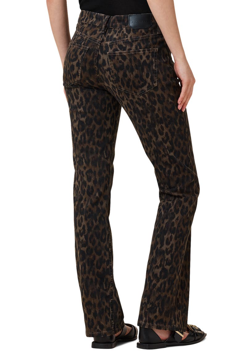 Haldan Leopard Print Slim Bootcut Jeans, Alternate, color, LEPPO BROWN