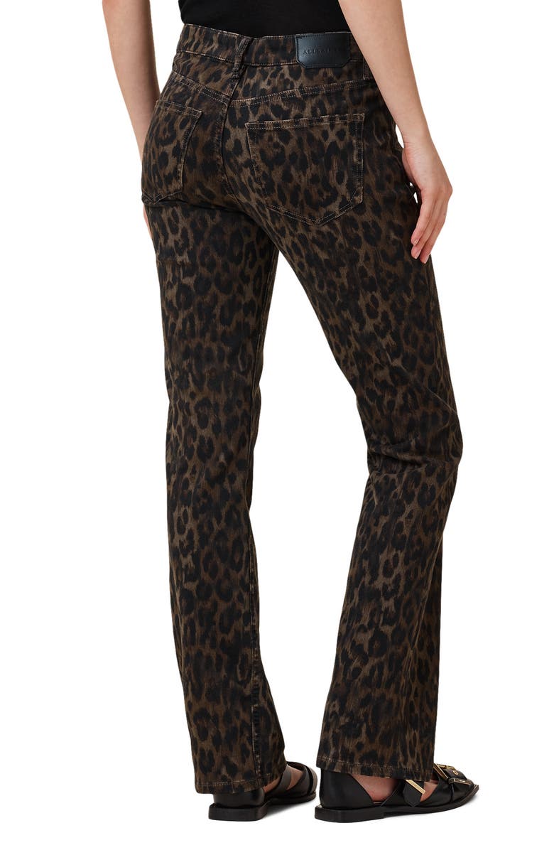 AllSaints Haldan Leopard Print Slim Bootcut Jeans, Alternate, color, Leppo Brown