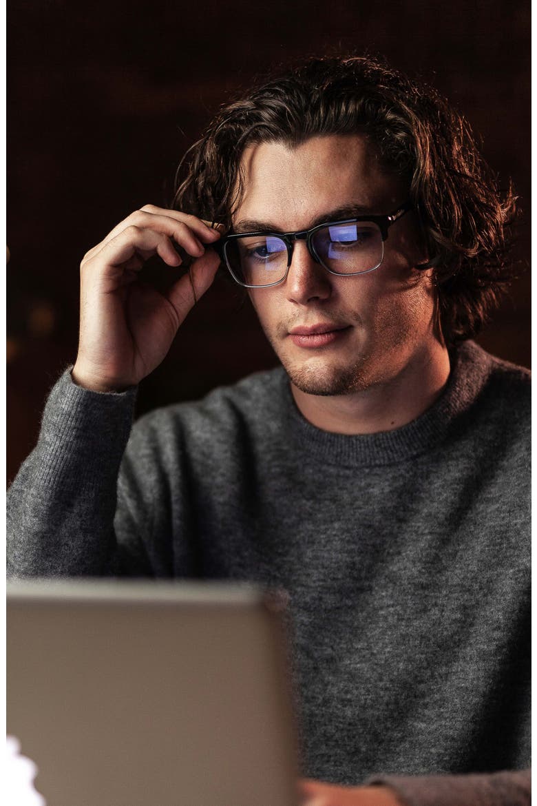 Villa 53mm Blue Light Blocking Glasses, Alternate, color, BLACK/ CLEAR
