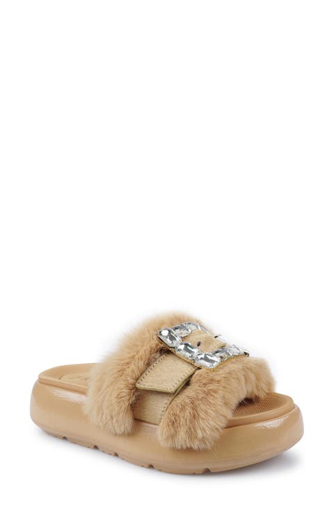 Fab Faux Fur Platform Sandal (Women)