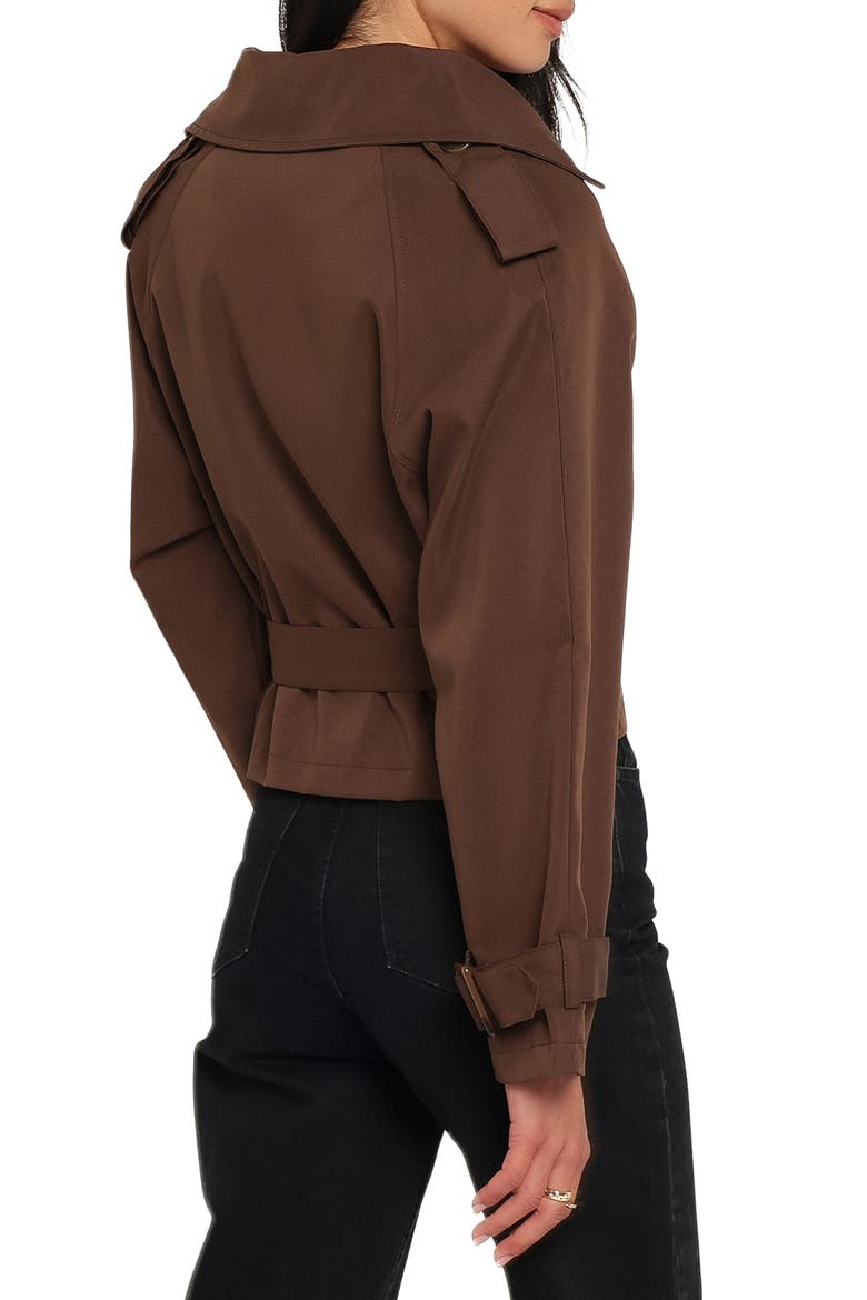Charlie Cropped Trench Coat, Alternate, color, DARK BROWN