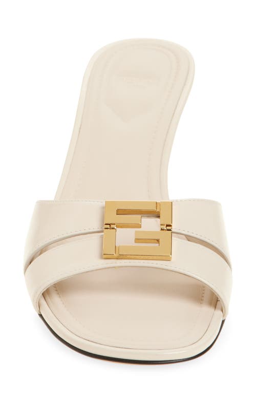 Fendi White Leather Medium-heeled Sandals In Shell