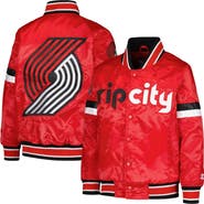 STARTER Youth Starter Red Portland Trail Blazers Home Game Varsity Satin Full-Snap Jacket