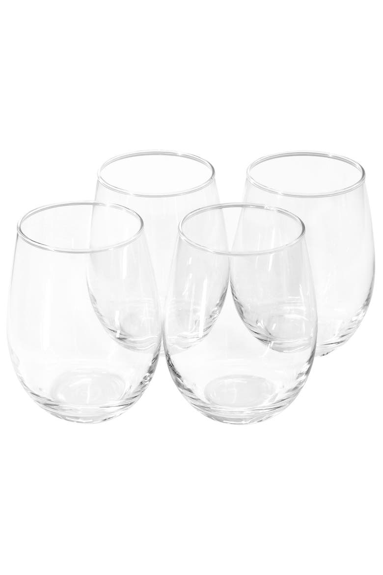 Belinni 4 Piece 18oz Classic Stemless Wine Glass Set, Alternate, color, Clear
