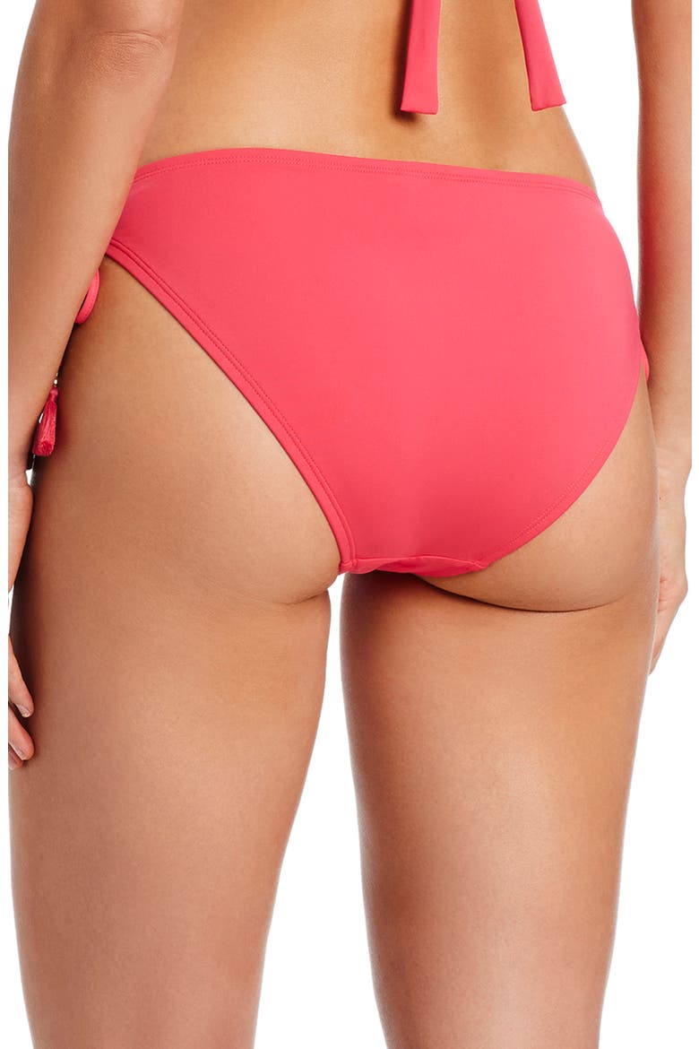 Side Tie Hipster Bikini Bottoms, Alternate, color, FIESTA PINK/ WHITE