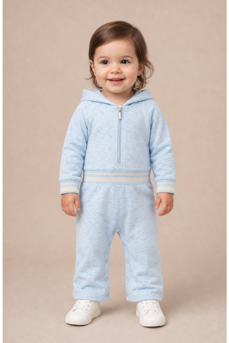 Kids' Zip Front Hooded Jumpsuit, Alternate, color, BLUE