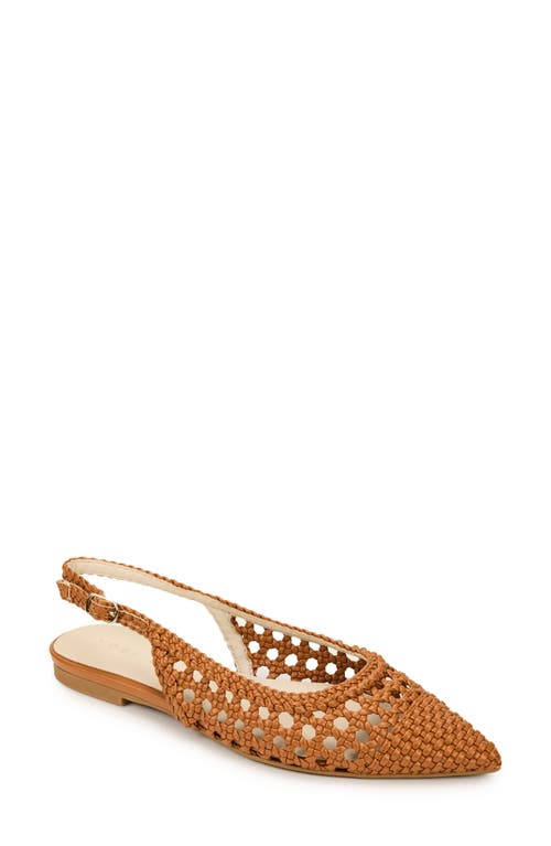 Yosi Samra Vera Slingback Pointed Cap Toe Flat In Brown
