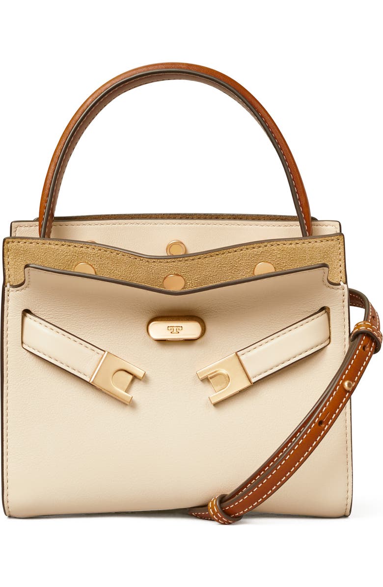 Tory Burch Lee Radziwill Petite Leather Double Bag, Main, color, New Cream