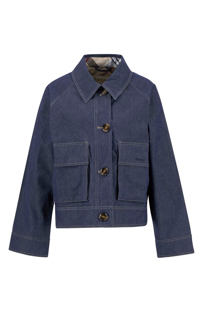 Barbour Water Resistant Denim Jacket, Alternate, color, Indigo/ Hessian Tartan