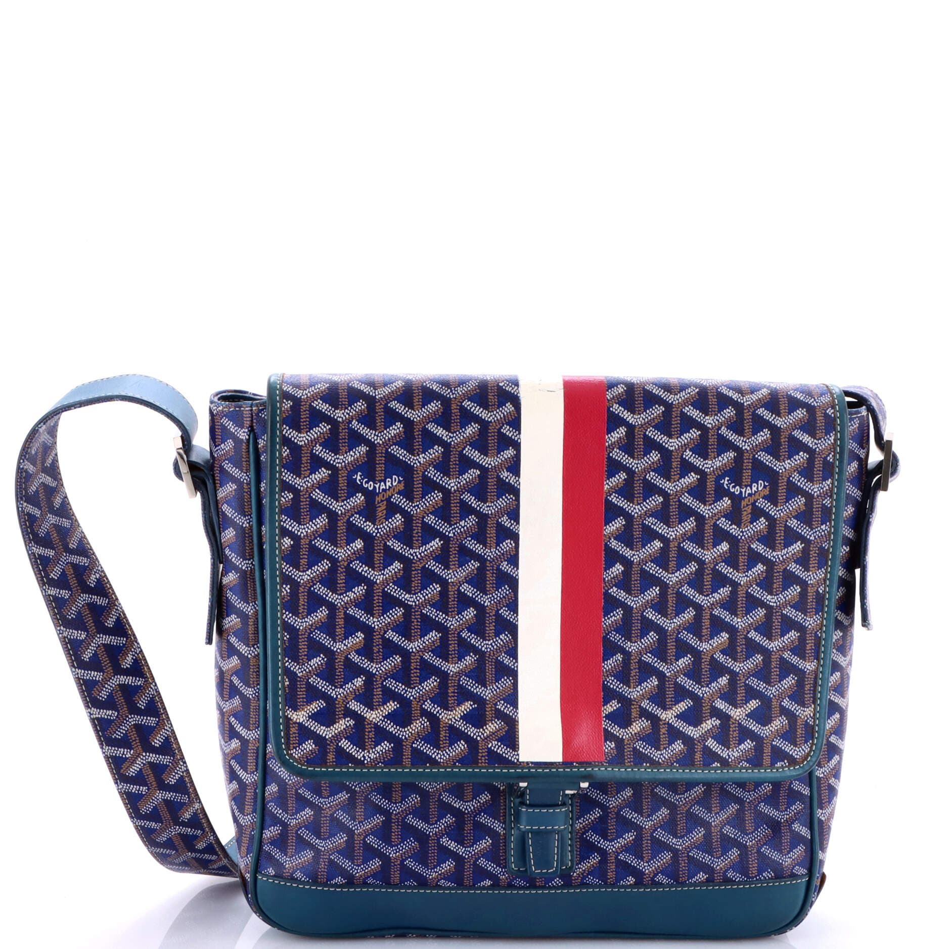 Pre-Owned Goyard Grand Bleu Messenger Bag Printed Coated Canvas MM, Main, color, 