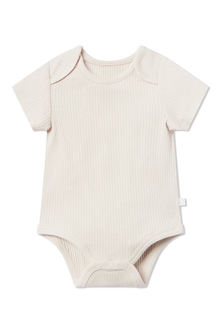 Ribbed Short Sleeve Bodysuit, Main, color, ECRU