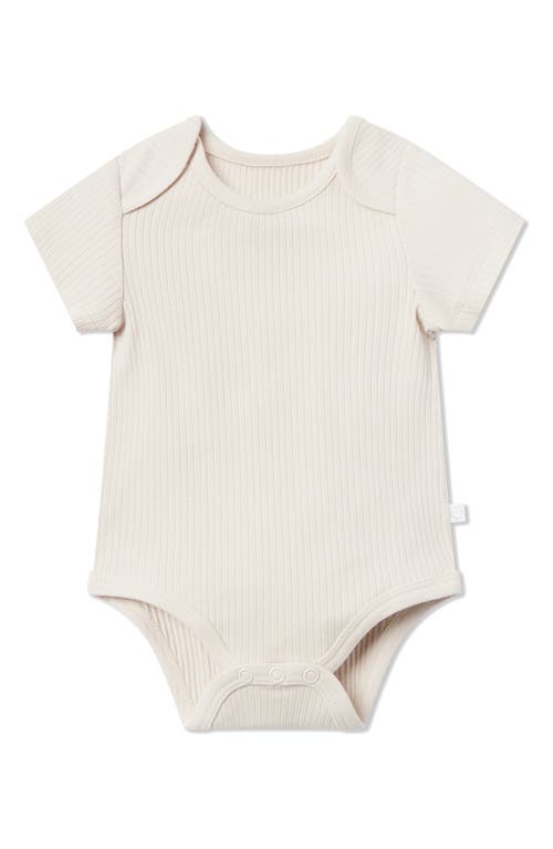MORI Ribbed Short Sleeve Bodysuit in Ecru 