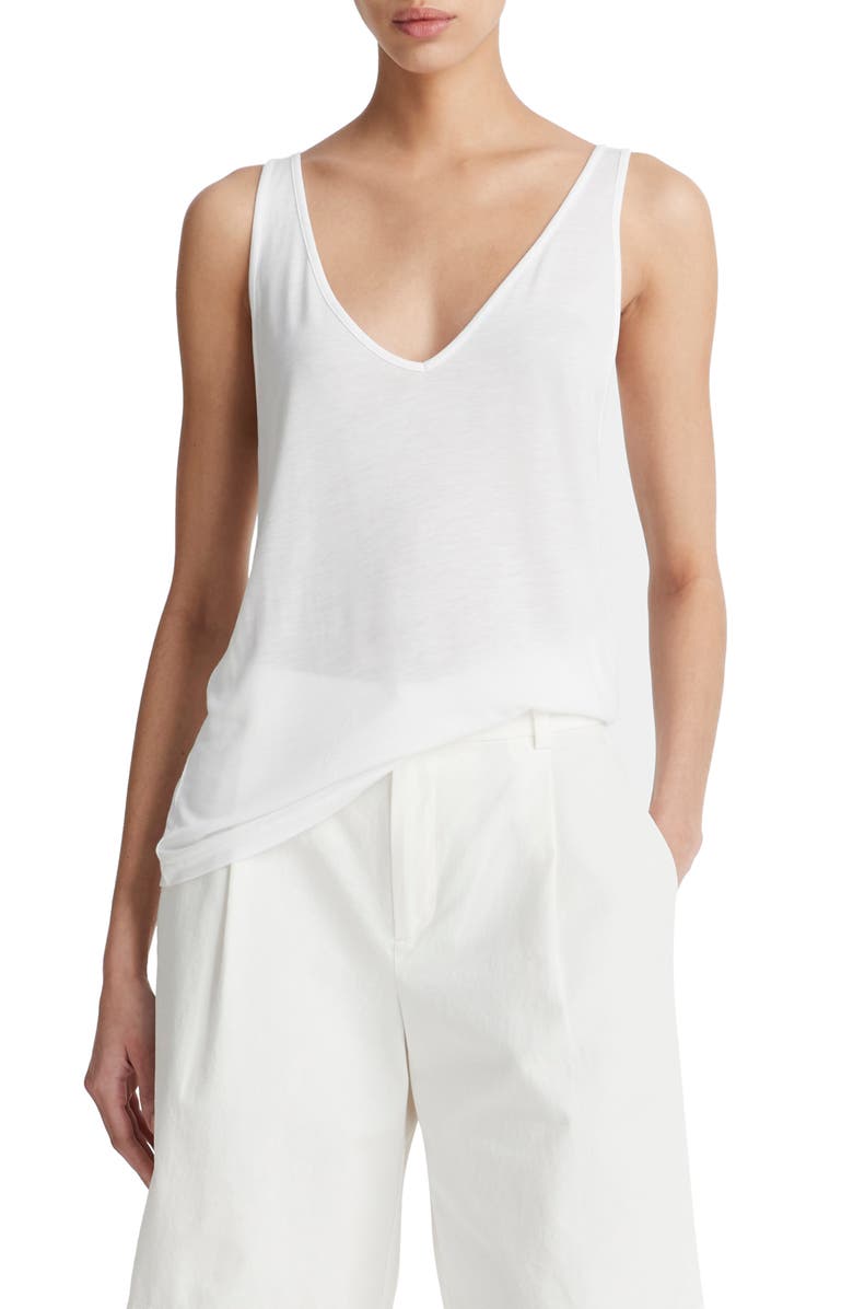 Vince Relaxed V-Neck Tank, Main, color, Optic White