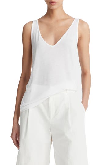 Vince Relaxed V-neck Tank In Optic White