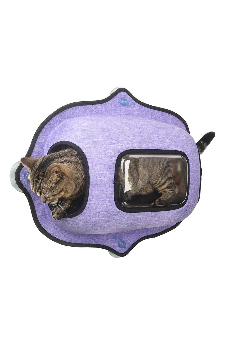 PET LIFE <sup>®</sup> 'Purr-view' See-through Suction Cup Kitty Cat Lounger and Bed, Alternate, color, Purple