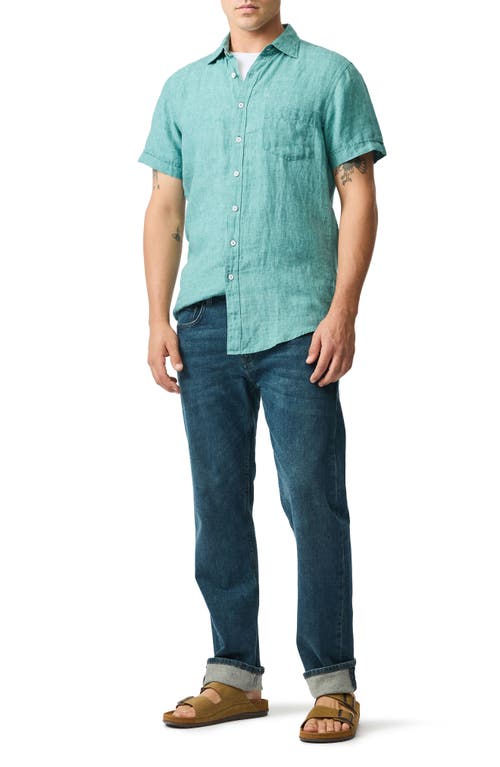 Rodd & Gunn Palm Beach Sports Fit Short Sleeve Linen Button-up Shirt In Green