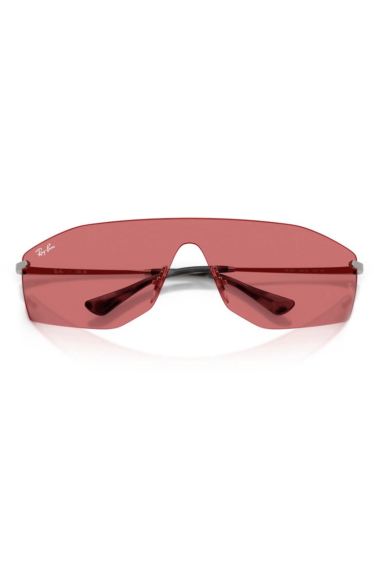 Ray-Ban 141mm Irregular Shield Sunglasses, Alternate, color, Gunmetal / Red Hiper