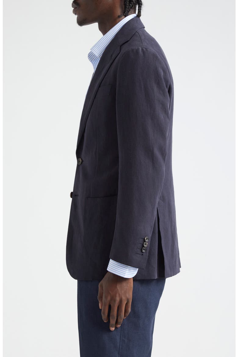 Notched Lapel Linen Sport Coat, Alternate, color, NAVY