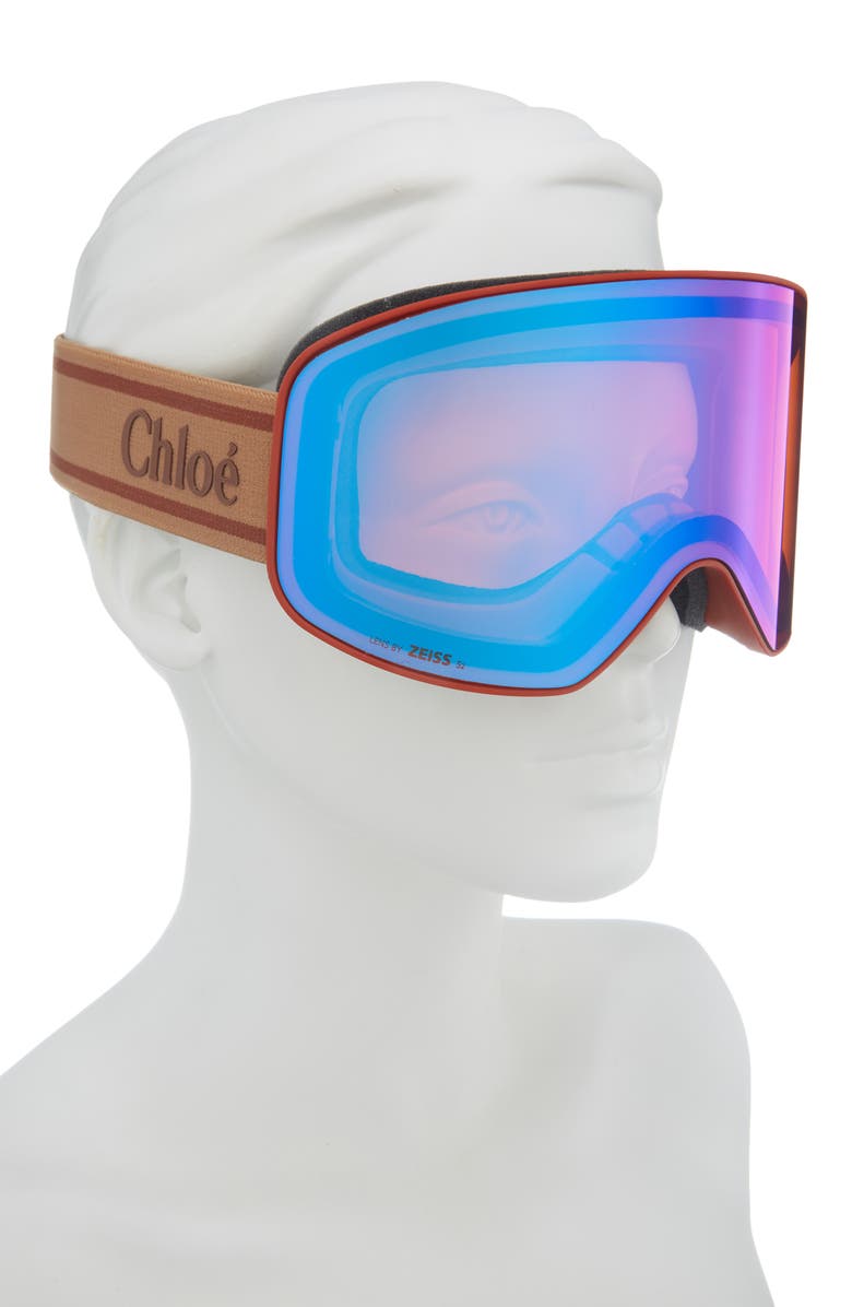 Chloé 99mm Snow/Ski Goggles, Alternate, color, Brown Orange