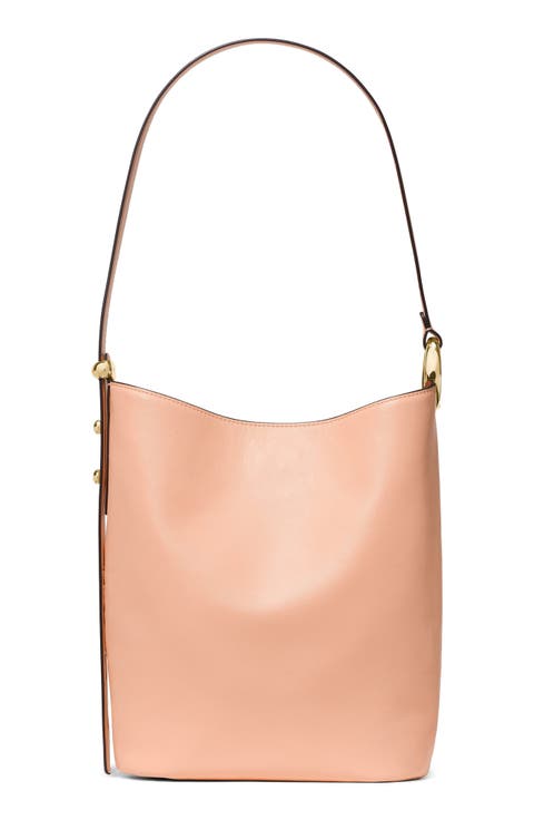 halo fine grain leather bucket bag