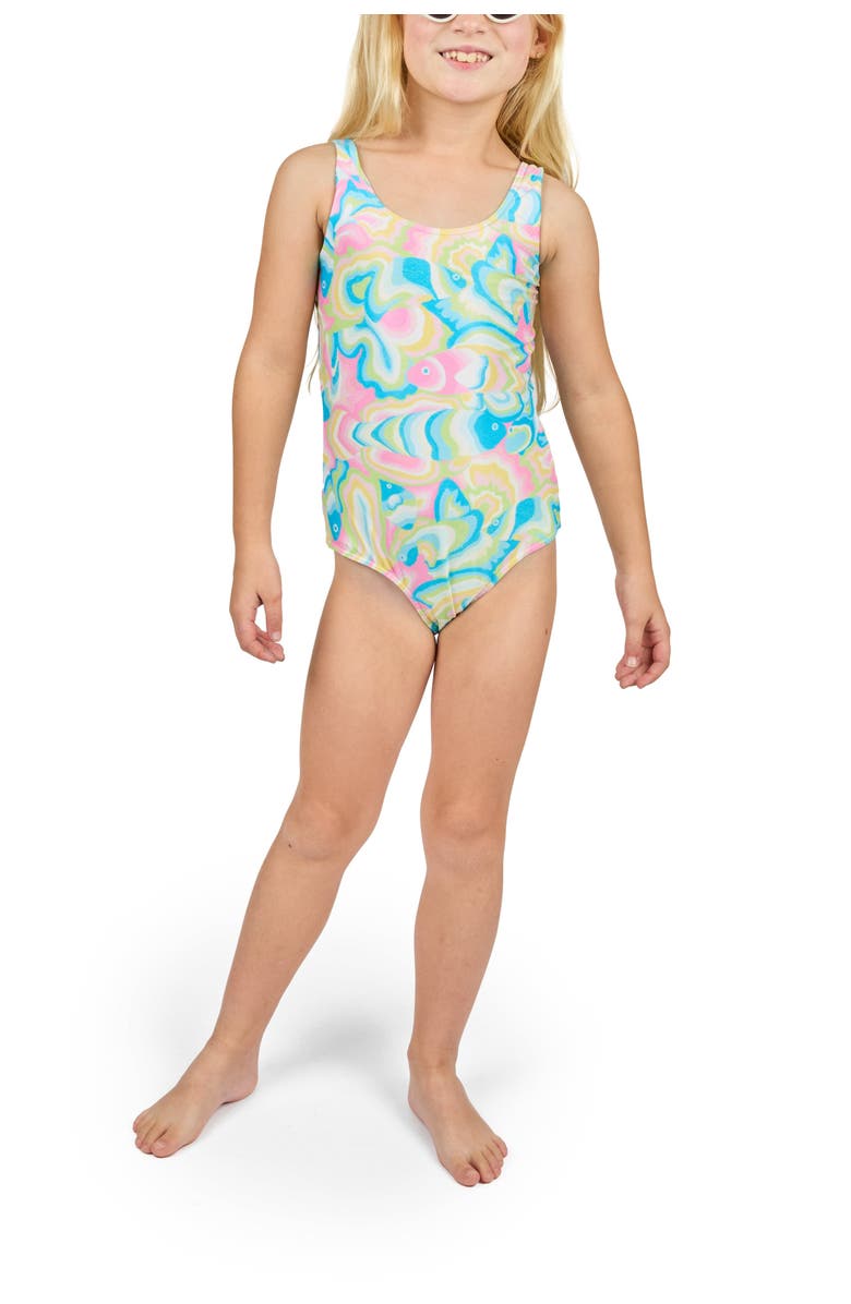 Kenny Flowers The St. Lucia - Girls Ruffle One Piece UPF 50+, Main, color, Multi
