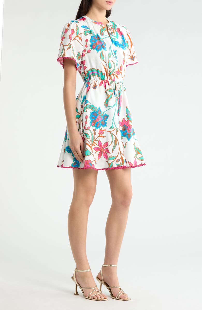 SUGARLIPS Izzie Floral Bouse Shift Minidress, Alternate, color, White-Fuchsia