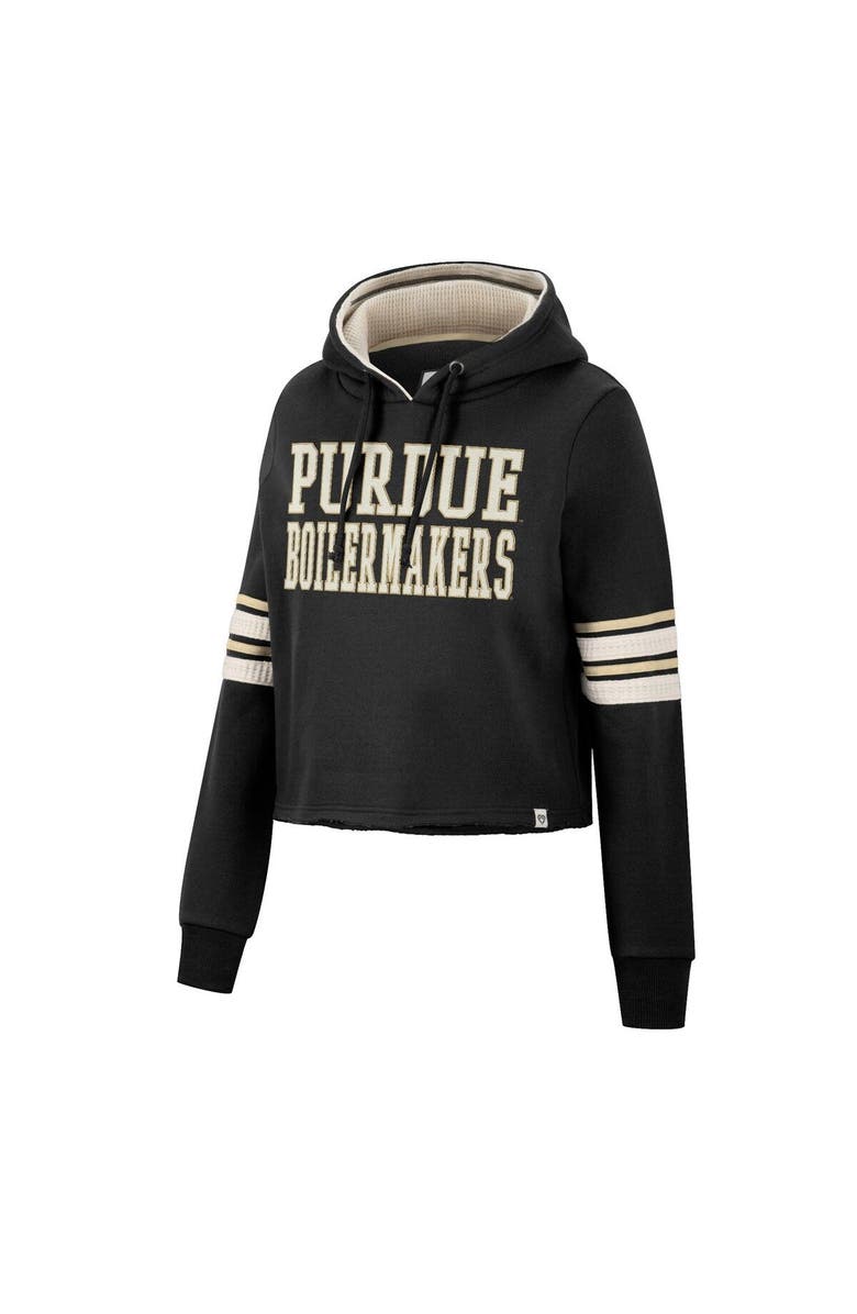 COLOSSEUM Women's Colosseum Black Purdue Boilermakers Retro Cropped Pullover Hoodie, Alternate, color, 