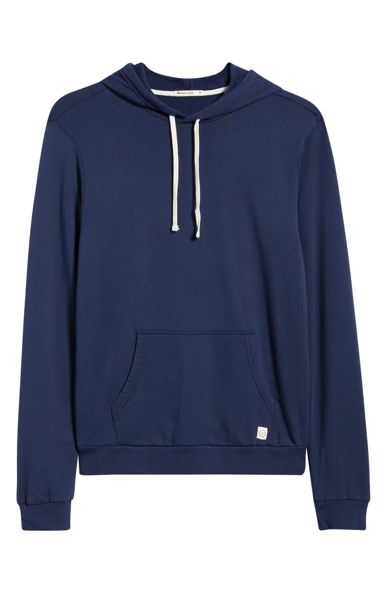 Marine Layer Cotton Blend French Terry Pullover Hoodie, Alternate, color, True Navy