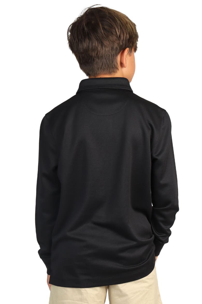 Kids' Long Sleeve Polo, Alternate, color, BLACK
