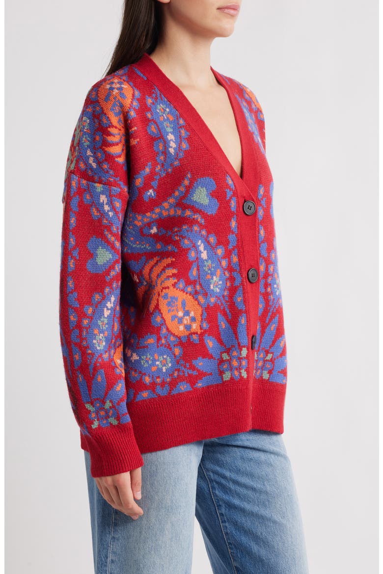Luang Paisley Cardigan, Alternate, color, RED