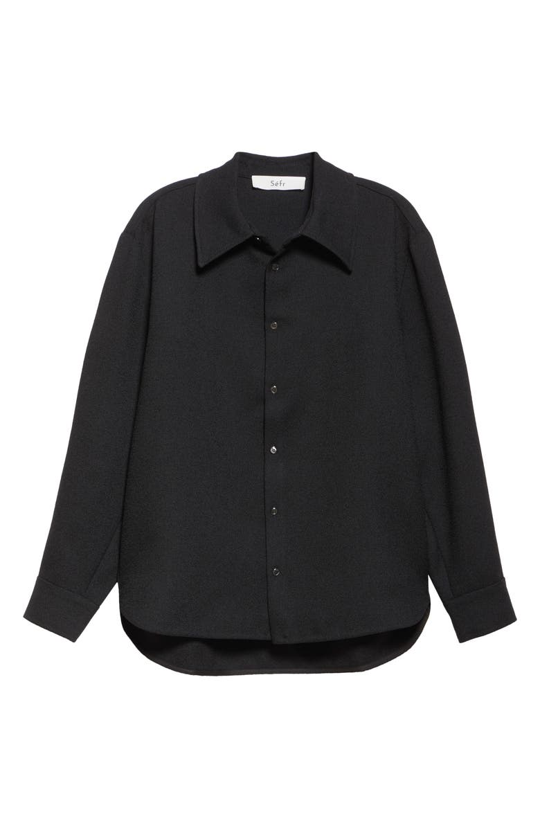 Séfr Wes Virgin Wool Button-Up Shirt, Alternate, color, Structured Coal