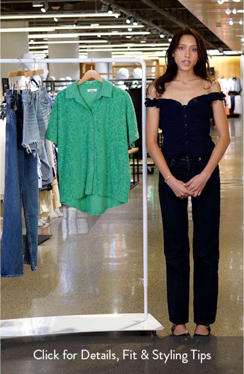 Las Dalias Short Sleeve Terry Button-Up Shirt, sales video thumbnail