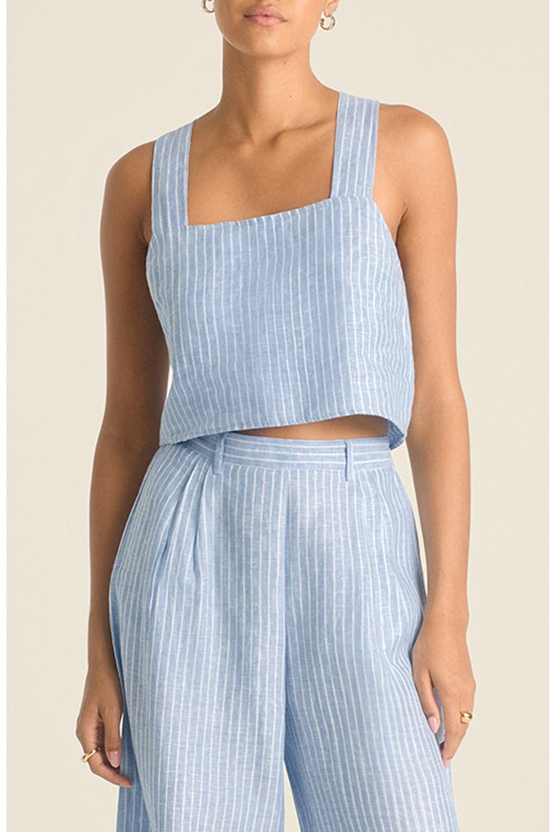 Tallows Crop Linen Cover-Up Top, Main, color, SUMMER STRIPE
