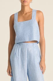 Vitamin A® Tallows Crop Linen Cover-Up Top