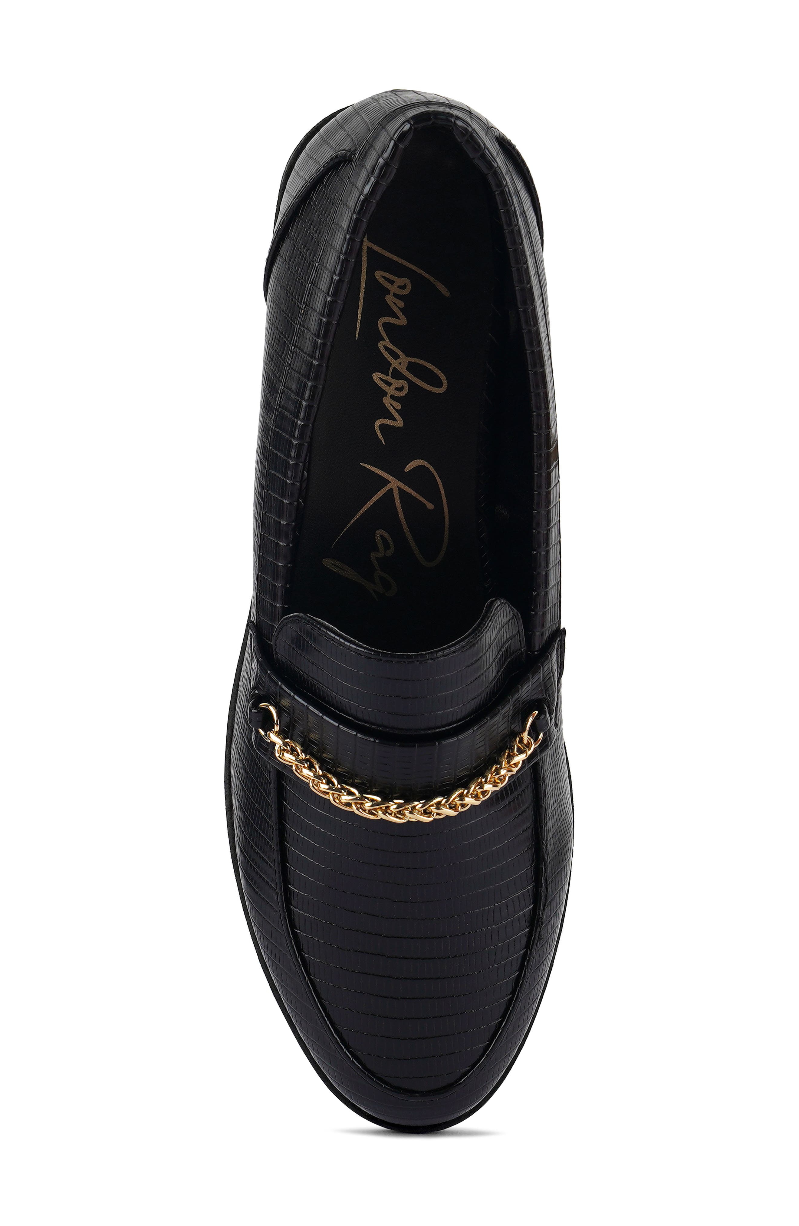 LONDON RAG Vouse Croc Embossed Bit Loafer, Alternate, color, Black