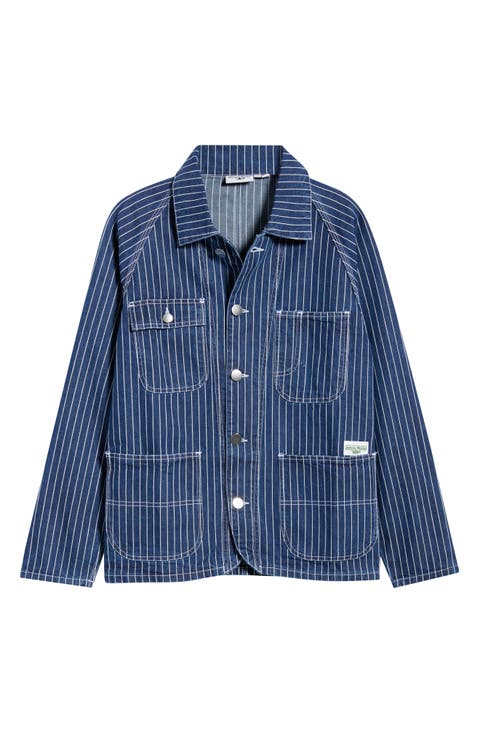 Pinstripe Organic Cotton Denim Utility Jacket